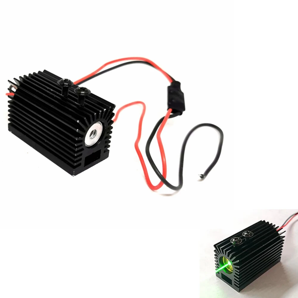 Industrial Green Laser Diode Module 532nm 30mw Focus Dot Lights 3-5V With Cooling Heatsink