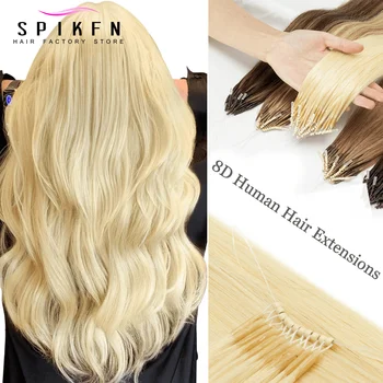 Honey Blonde 8D Human Hair Extensions 12" 16" 20" Nano Ring Link Extensions 0.6g/s Machine Remy Human Microlink Beads Hair 30G
