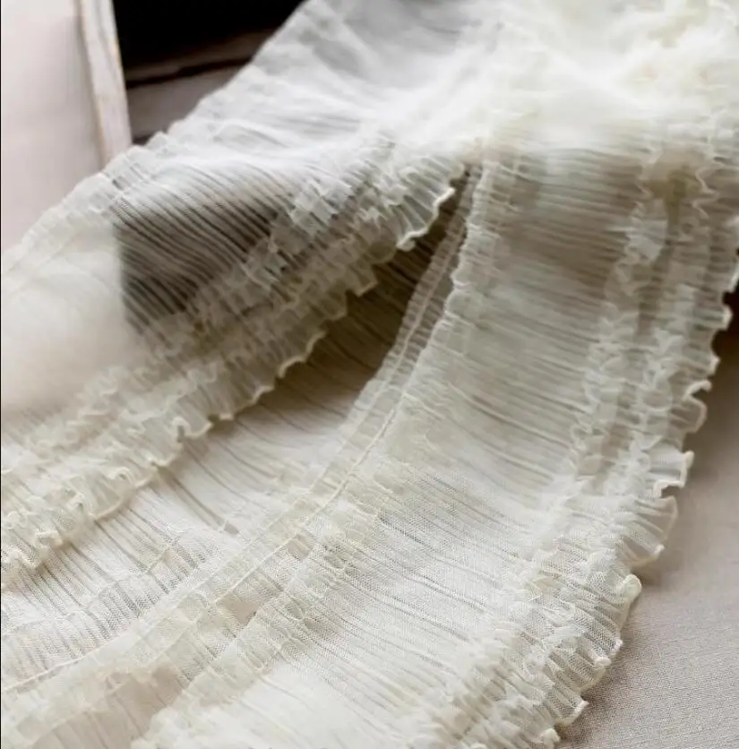 Lace Fabric Lace Accessories Lace Garment Accessories Lace Decoration 3meters/lot 10cm Press Pleated Small Ruffles Mesh Lace Trim Accessories DIY Decorative Trims