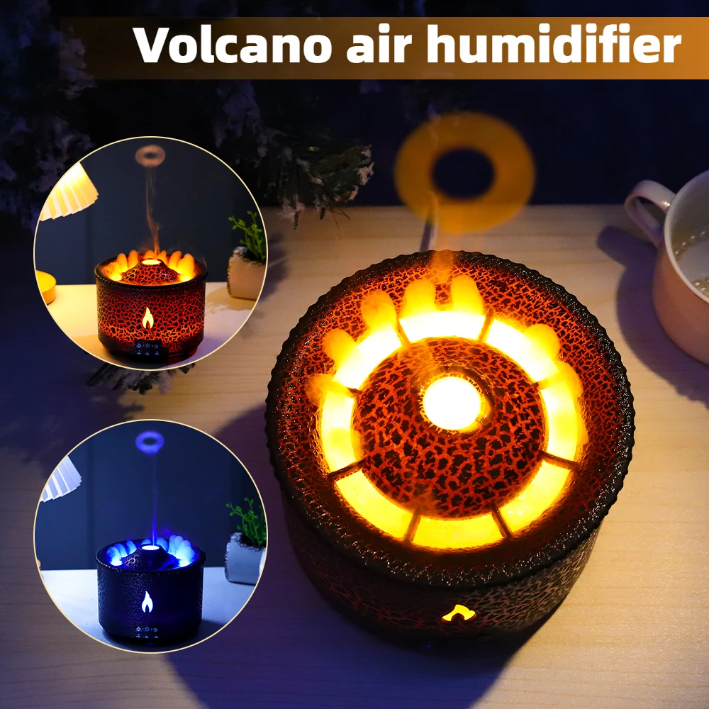 New Volcanic Flame Diffuser Essential Oils Air Humidifiers Ultrasonic Atomization Aroma Diffuser Jellyfish Mist Room Fragrance