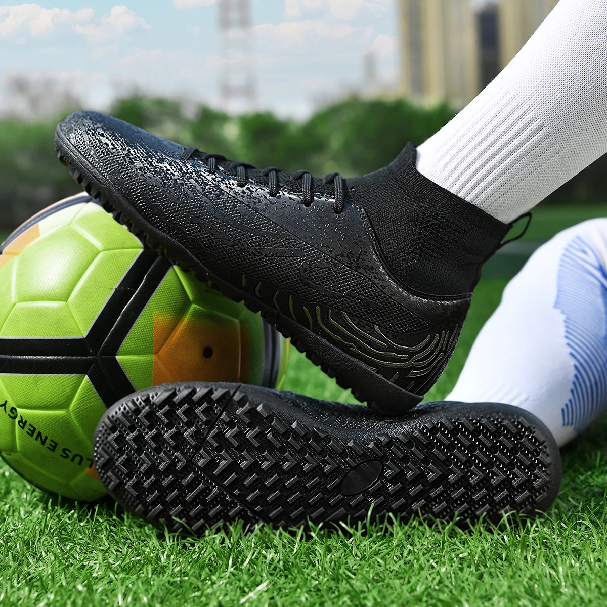 Unisex Leather Anti-Slip Football Boots for Training on Various Terrains