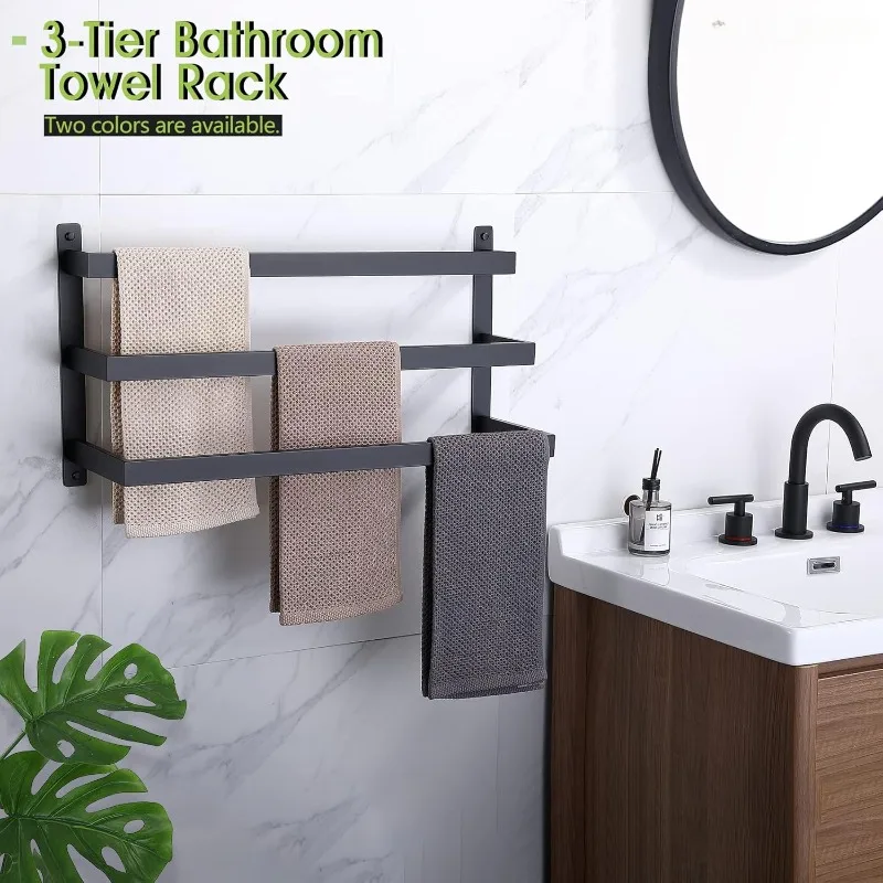 Towel Bars Bath Towel Holders Bathroom 3-Tiers Ladder Rails Wall Mounted Towels Shelves Rack Stainless Steel,