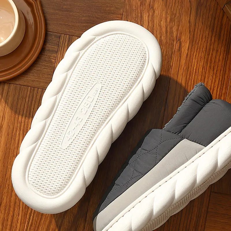 Bebealy Winter Men Shoes Winter Short Plush Men Slippers Outdoor Fur Non-slip House Shoes Casual Fuzzy Soft Cozy Men Shoes Women 6