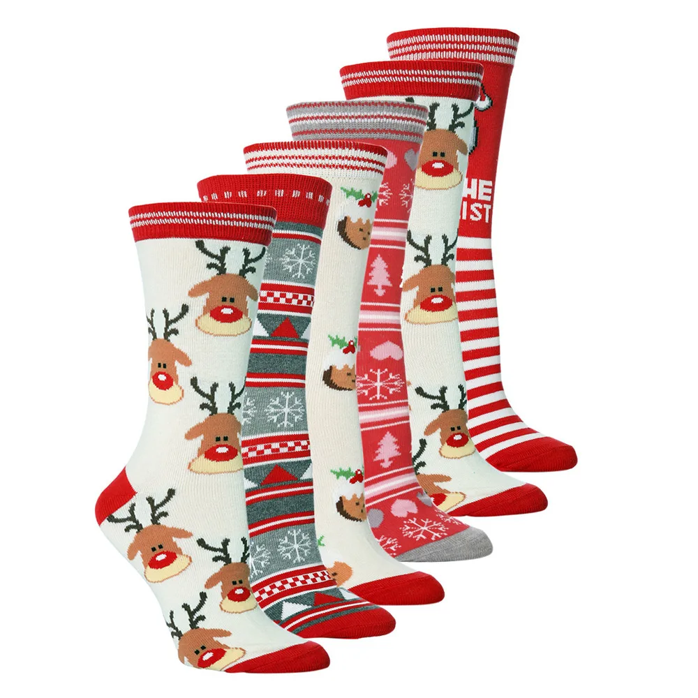 

Print Christmas Socks Women Novelty Happy Funny Elk Cotton Short Socks ladies Female Santa Claus Snowflake 2024 New Years Gift