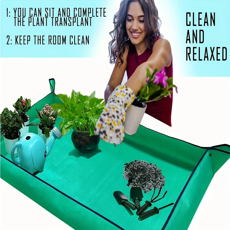 Portable Foldable Gardening Pad for Indoor Plant Transplantation - Green
