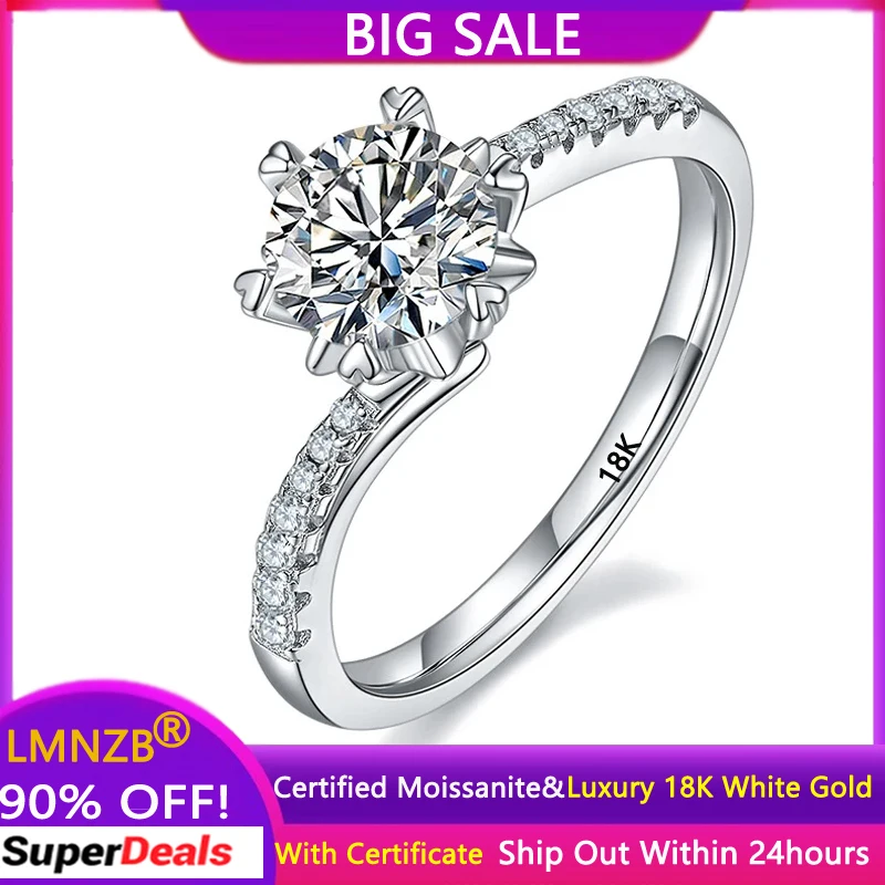 Luxury 18k White Gold Rings With Certificate VVS 1 Carat Moissanite Diamond Ring Wedding Engagement Band for Women Gift Jewelry sr2578 12p yumo slip ring 12 rings 10a electrical contacts with ce certificated capsule slip ring