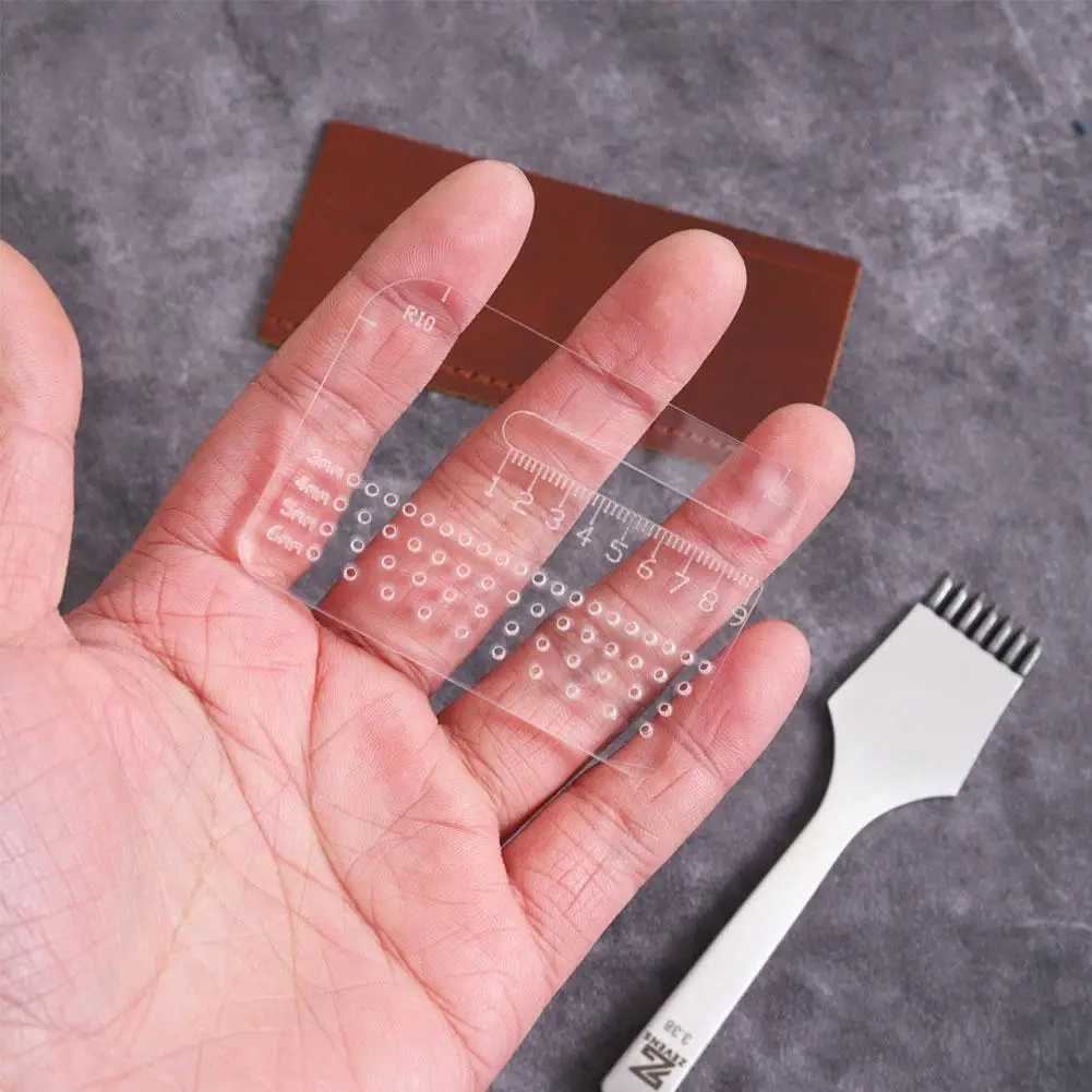 다기능 두꺼운 투명 풀러 아크릴 보조 도구, 수동 눈금자 절단 타격 가죽 거리 둥근 M4y4