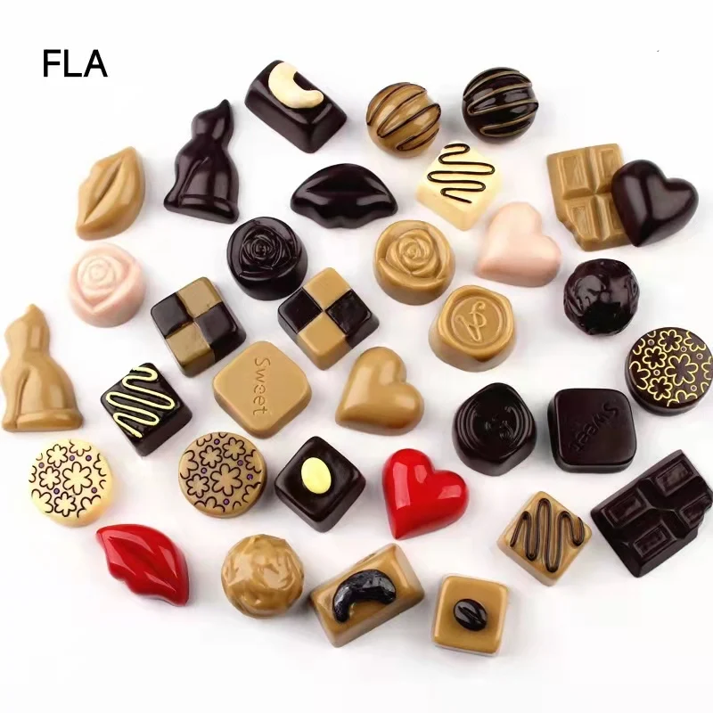 5pcs Realistic Food-inspired Play Chocolate Resin Diy Jewelry Making  Supplies, Cream Decor Accessory For Hair And Phone Case