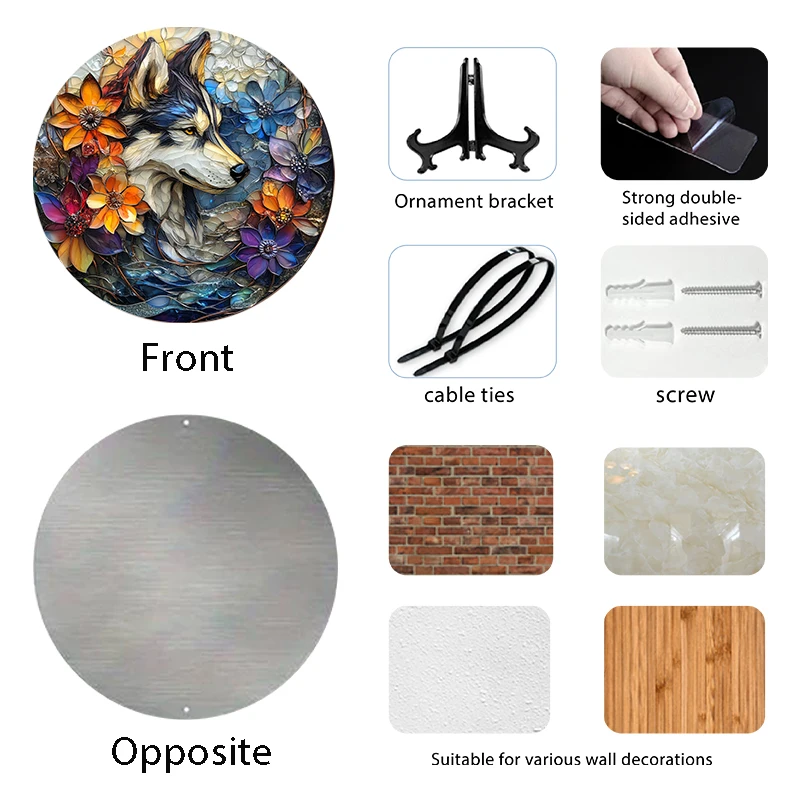 Husky Pet Ornaments-Customizable Circular Aluminum Decorative Paintings for Cats & Dogs-Unique Pet Souvenir Tombstones