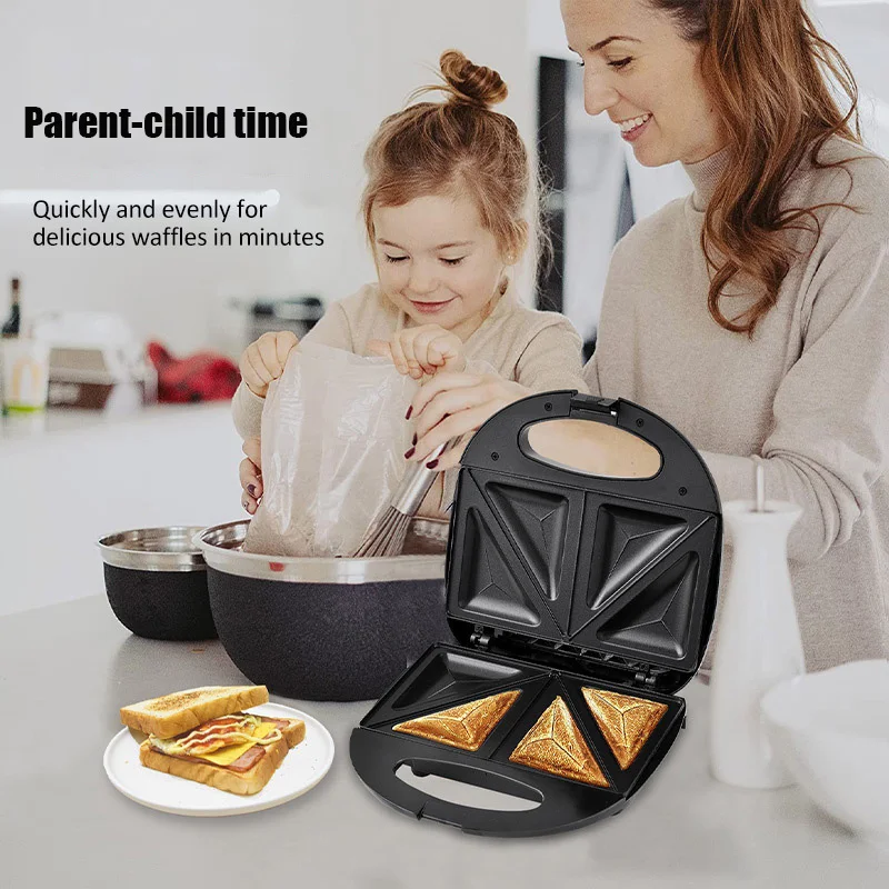 Portable Electric Sandwich Maker Non-Stick Coating Folded Fast Uniform Heating Anti-Scalding Handle Breakfast Waffler Mchine