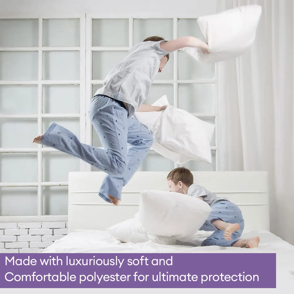 1pc Waterproof Pillow Cover Cotton Terry Fabric Zipper Pillow Protector Bedbug Proof & Hypoallergenic 50x70cm 5