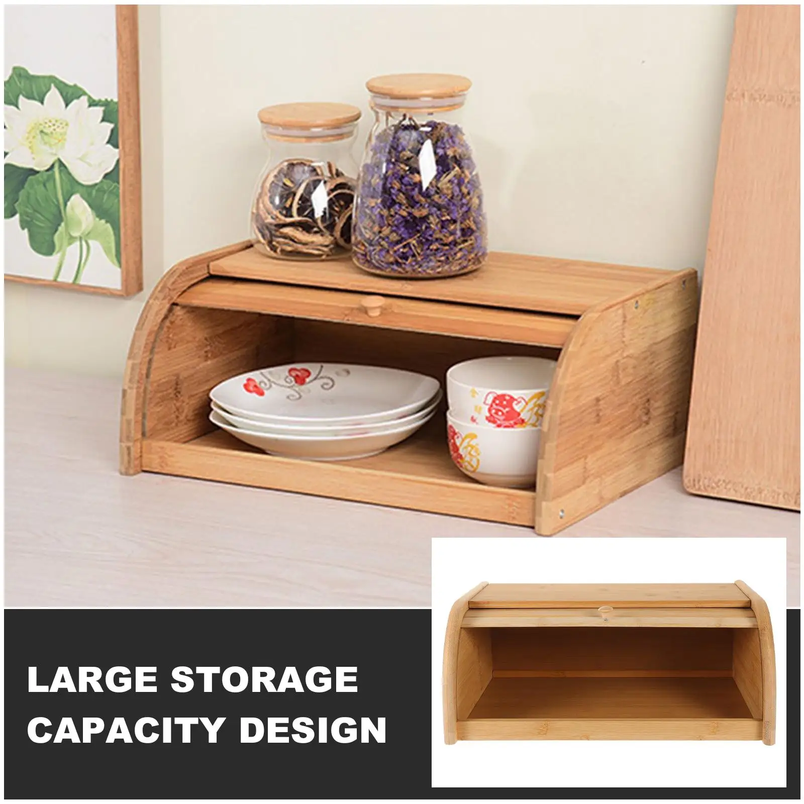 Bamboo Bread Bamboo Bread Box Box Home Kitchen Storage Container Wooden Food Bin Eco Friendly ganizer Case Dessert Plates