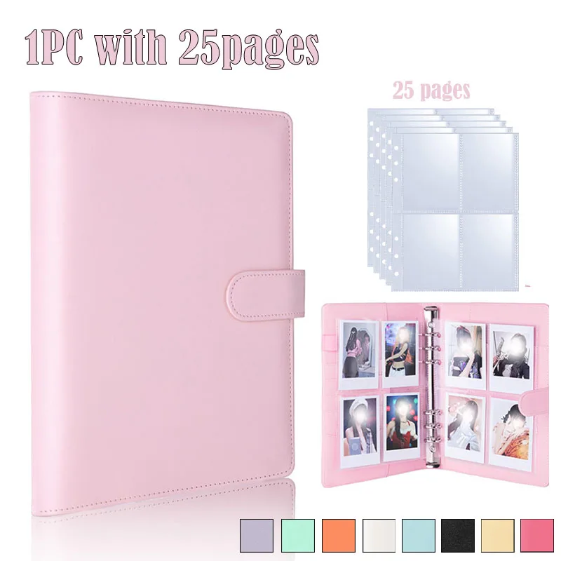 Kpop Photocard Binder A5 25 pages 4-Pocket Card Collector Album 200 Card Slots PU Leather Cover Organizing Cards