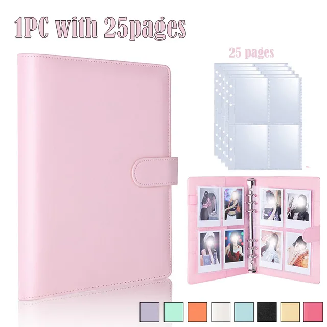 Classeur de cartes photo A5 Kpop avec 25 pages, Album de collection de cartes à 4 poches avec 200 emplacements pour cartes, couverture en cuir PU, cartes d'organisation 1