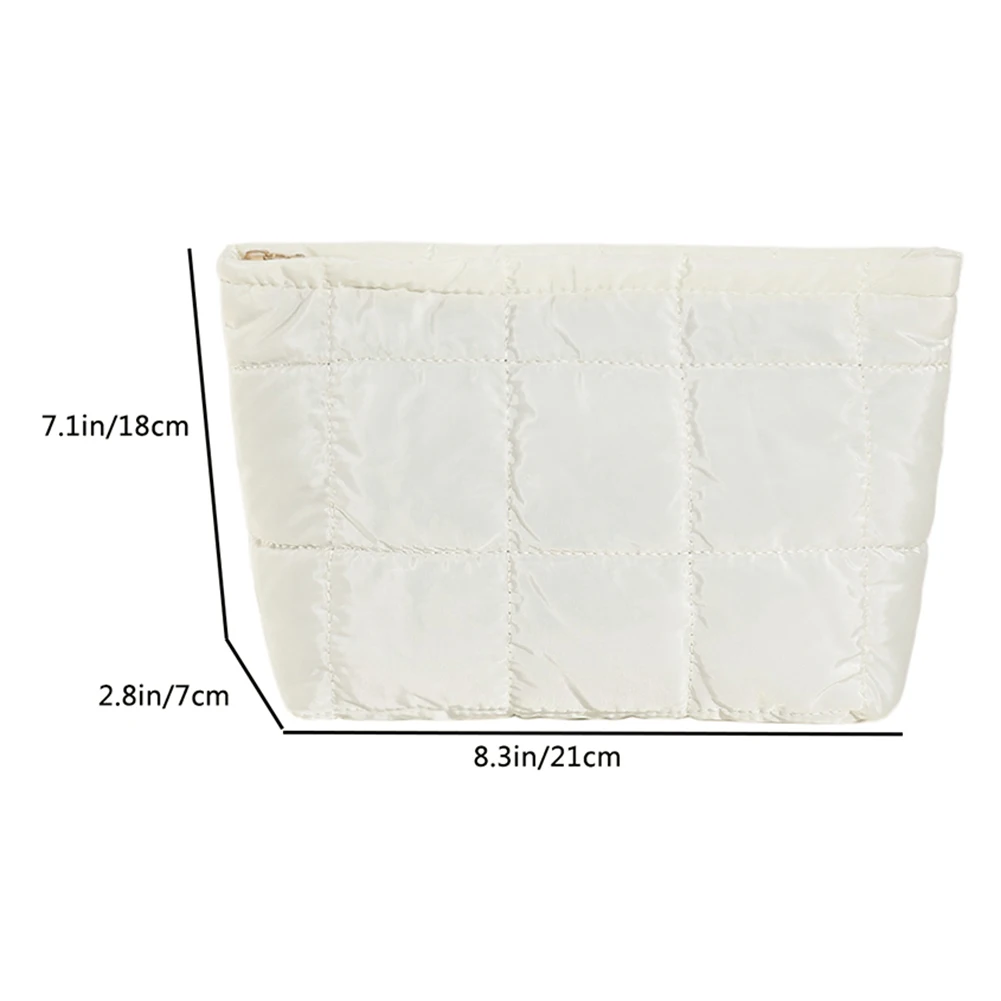 Women Cosmetic Bag Padded Quilted Makeup Storage Bag Large Capacity Makeup Organizer Bag Solid Color Travel Cosmetic Bag 6
