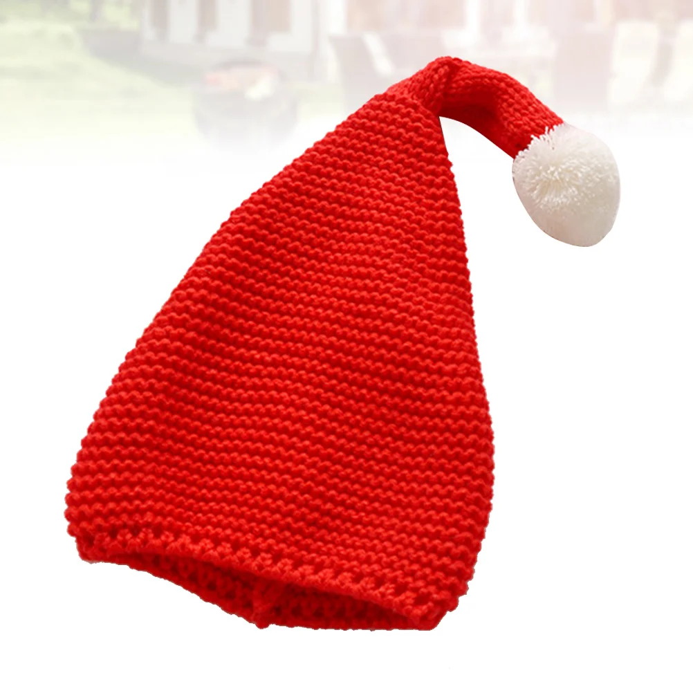 

Christmas Knit Beanie Santa Hat Warm Hat with Fluffy Pompom for Kids(Red)