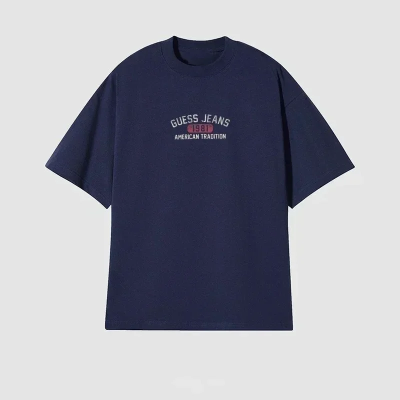 Men's pure cotton letter printing short-sleeved oversized casual T-shirt unisex