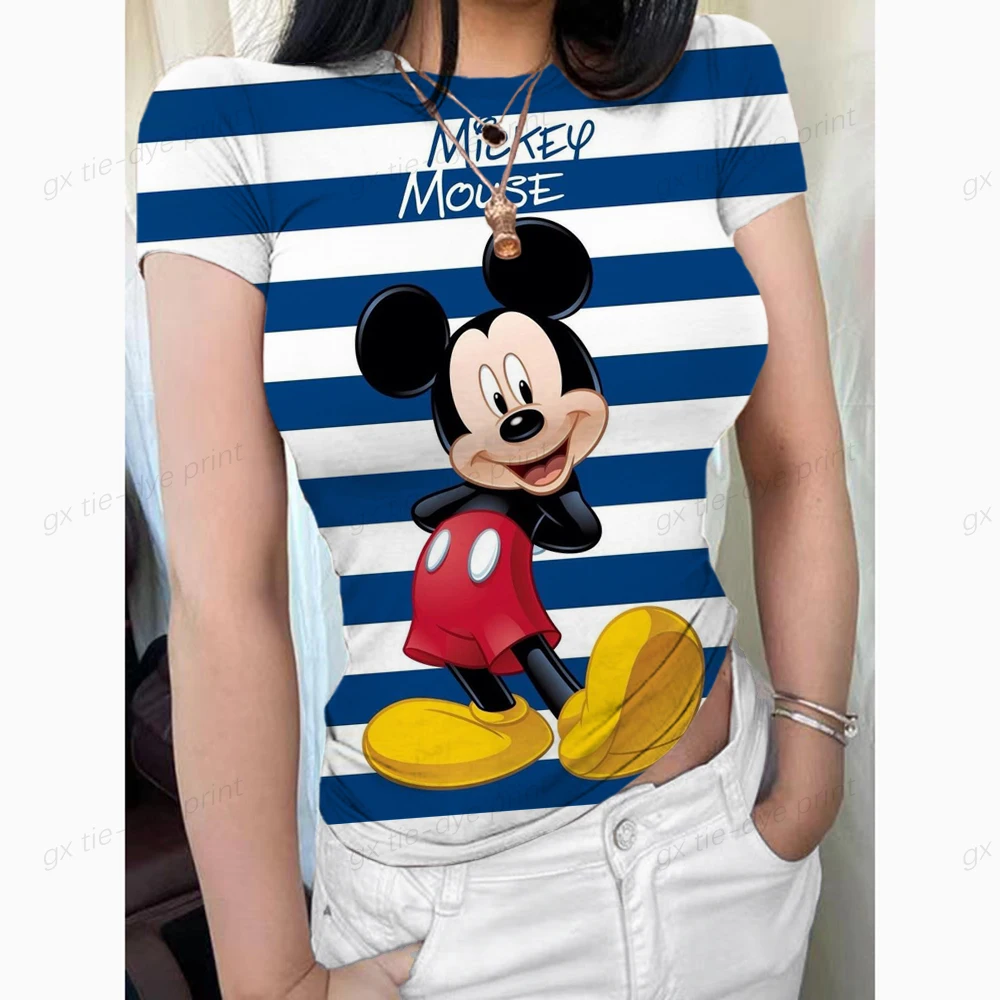 thumbnail image 1 of Camisetas casuales de manga corta para mujer, camisetas ajustadas de Mickey Mouse para primavera y verano, camisetas básicas de ropa urbana para mujer, camisetas casuales, 1 of 4