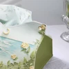 Oil Painting Tissue Storage Box PU Leather Napkin Holder Home Living Toilet Paper Case Creative Kitchen Tissue Organizer Boxes 6