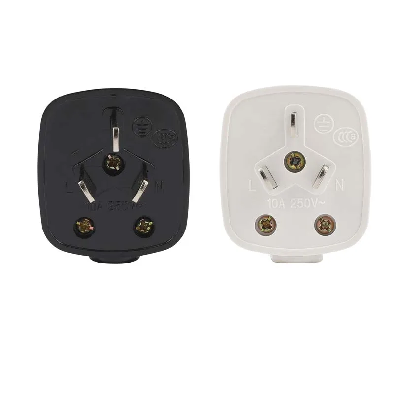Rewirable 3 Pole 10A Power Plug Connector - 250V, White/Black