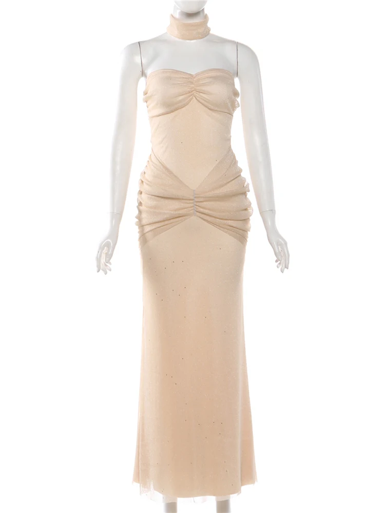 Sequin Ruched Sexy Sleeveless Party Dress for Women