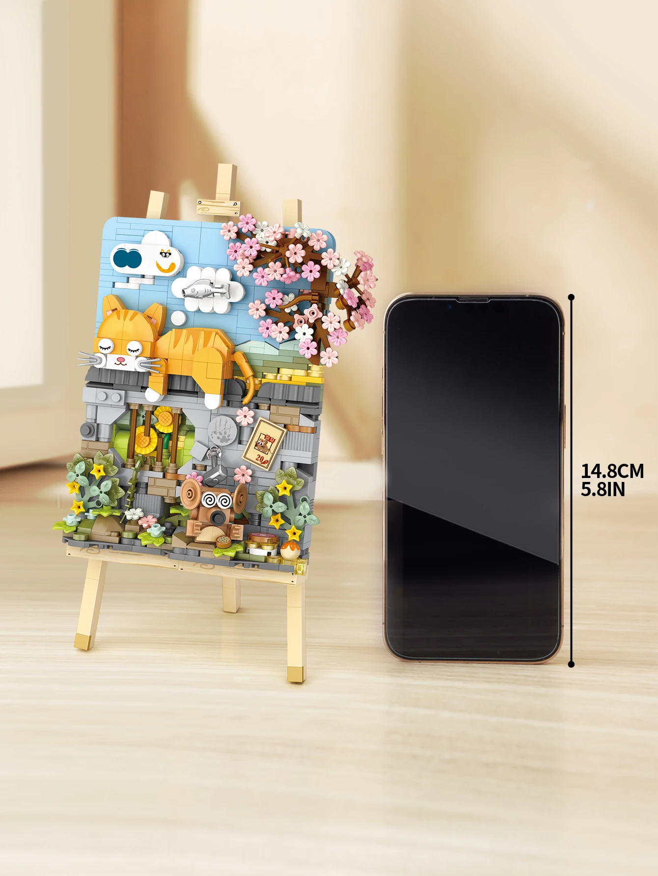 

2024 New Cat 3D Painting Landscape Living Room Decoration MIMI Small Particle Block Children's Toys