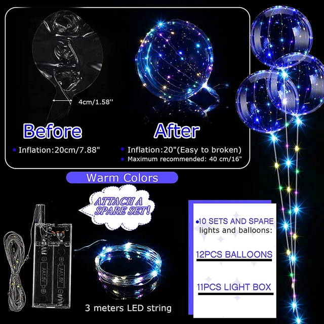 10Pcs Clear Led Balloons Light Up palloncini Bobo colorati bolla luminosa  trasparente per matrimoni banchetti feste decorazioni di compleanno -  AliExpress