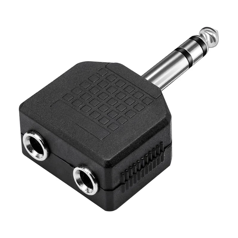 Universal Audio Jack Adapter - 6.35mm Male to 3.5mm/6.35mm Female Headphone & Microphone Splitter