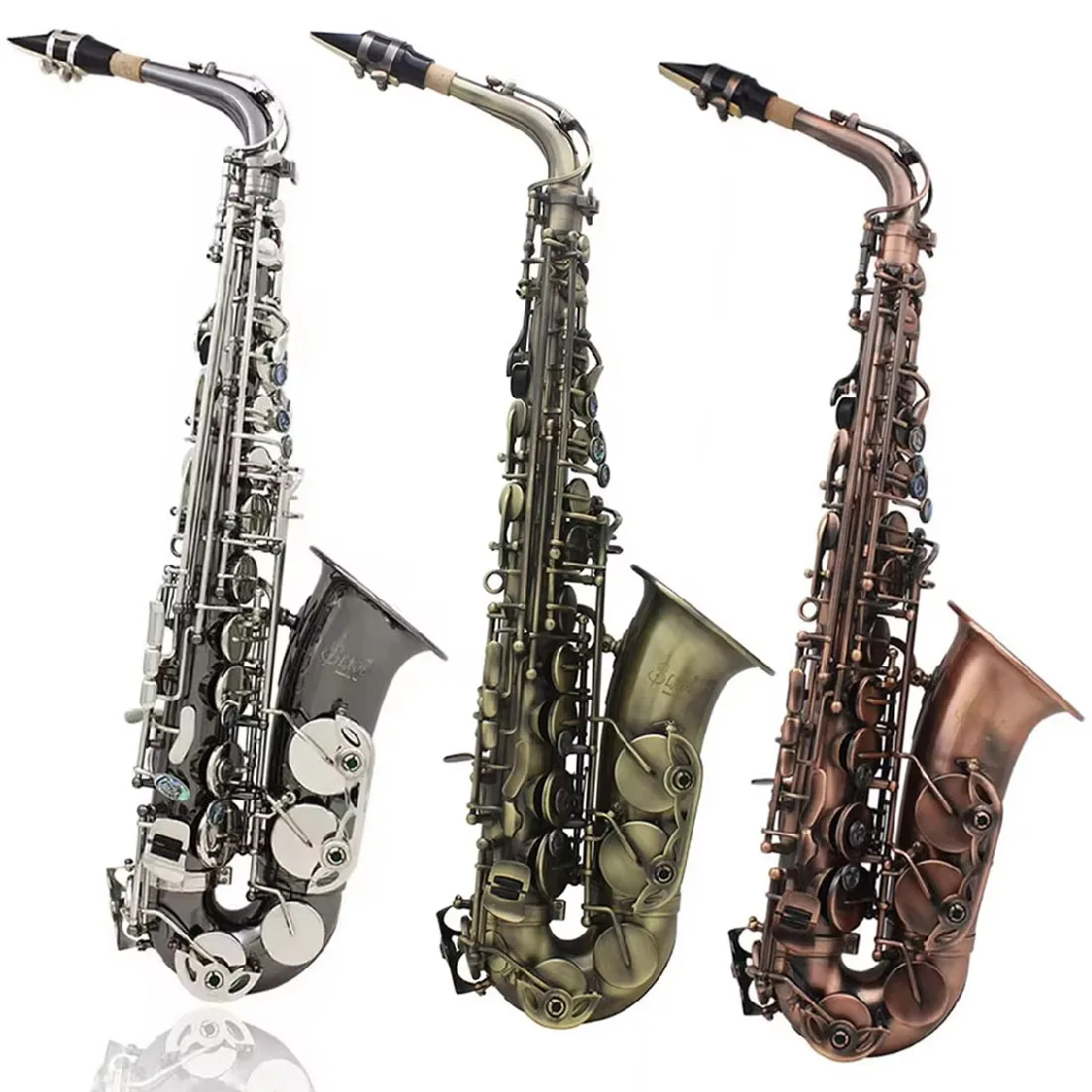 SLADE Retro Eb Alto Saxophone Abalone Shell Button Nickel Plated Carved Surface E Flat Instrument Sax With Accessories