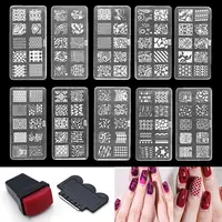 Women 10 Design Set Template Nail Art Polish Manicure Stamping Plate Scraper DIY 1