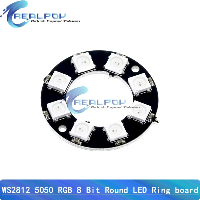 60 Bits LED Lamp Board WS2812 5050 RGB Round Light Module For - View #3