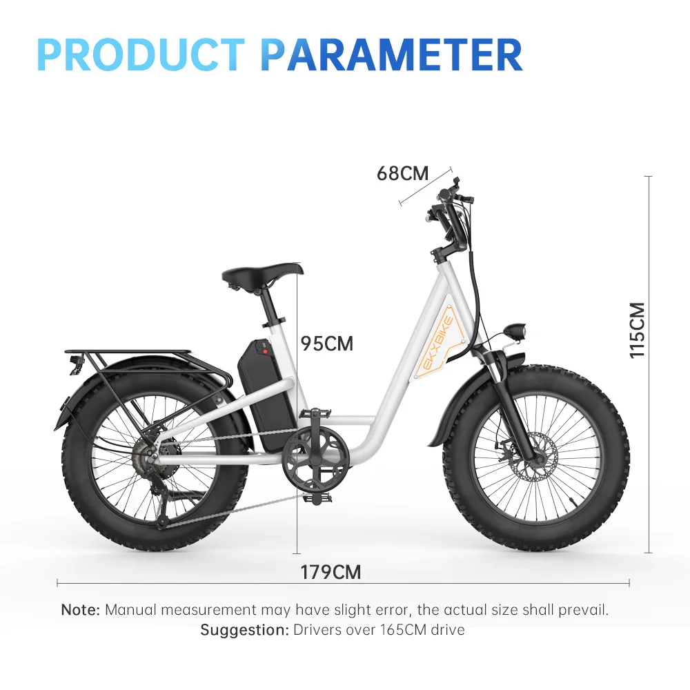 EKX L1 Adult Electric Bike 1000W Motor（1400W peak）34MPH, 48V 15.6Ah Removable Battery With 20''4.0 Fat Tire 7 Speed Urban Ebike 6