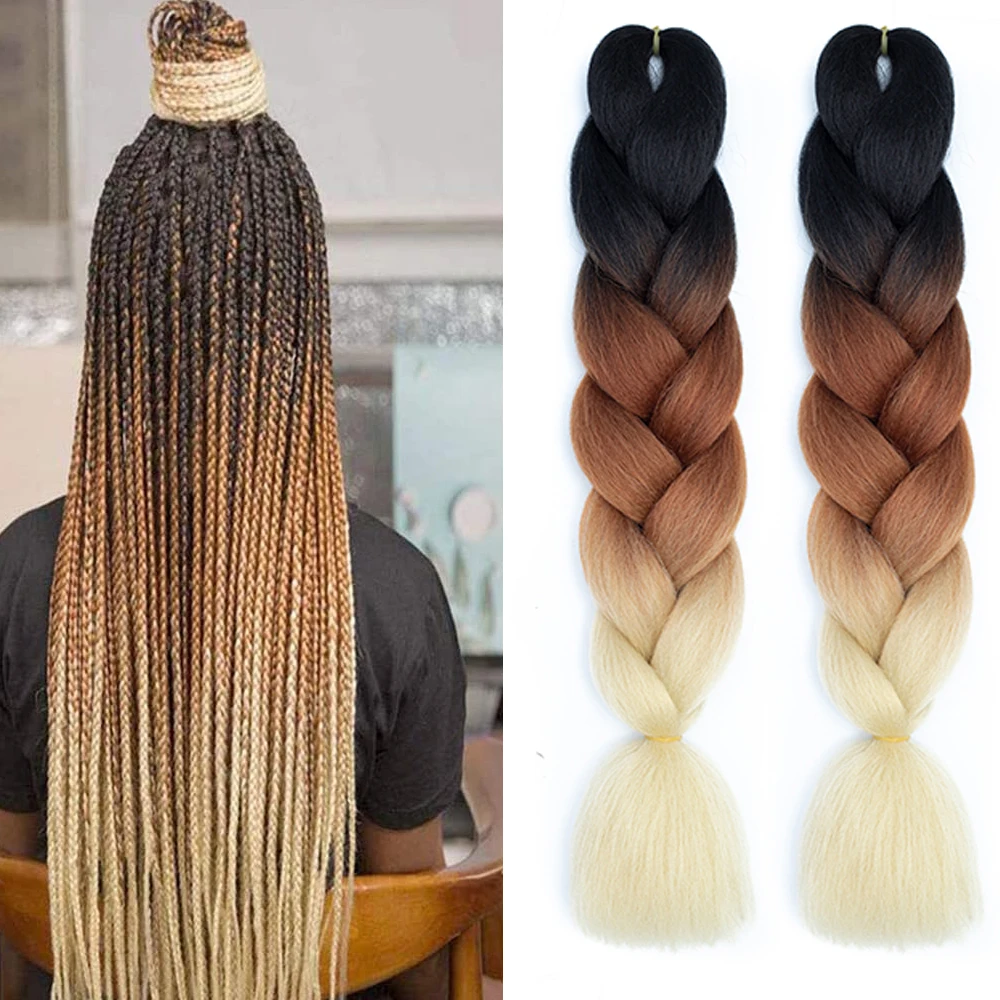 24" Synthetic Yaki Braids Hair kanekalon Ombre Braiding Hair Jumbo Braid Extension For Women Hundreds of colors DIY