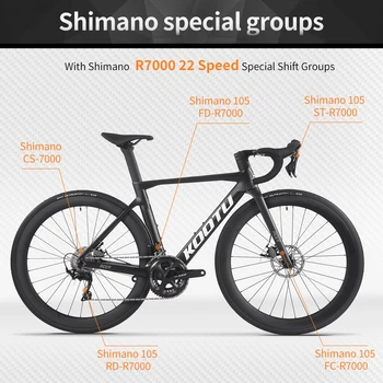 Ships from US KOOTU R08-R7000 22-Speed Full Carbon Fiber Road Bike with SHIMAN0 105 Kit Adult Bicycle Race Bike 700C 2