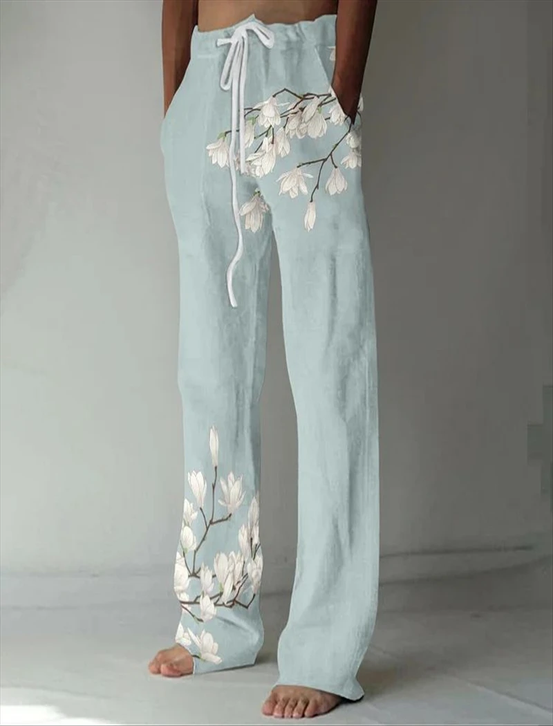 Summer men's trousers 3D printed black ink fish pattern slim fit casual trousers Comfortable casual men's straight trousers