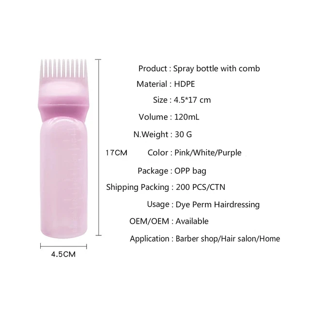 3 Color Salon Hair Oil Applicator Bottle Professional Hairdressing Dyeing Comb Bottles Barbershop Hairdresser Coloring Supplies 3