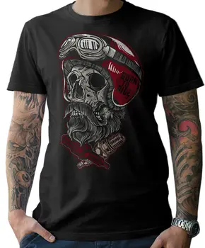 Biker Skull Helmet Beard Motorcycle Chopper Screwdriver Bit MC T-Shirt