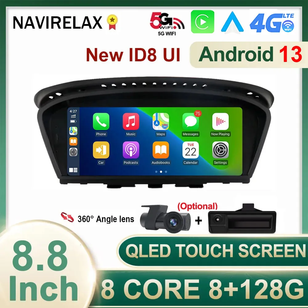 

Беспроводной CarPlay 8,8 "Android 13 Авто ID8 QLED экран для BMW серии 3 5 E60 E61 E63 E64 M6 E90 E91 E92 CCC NBT системный блок