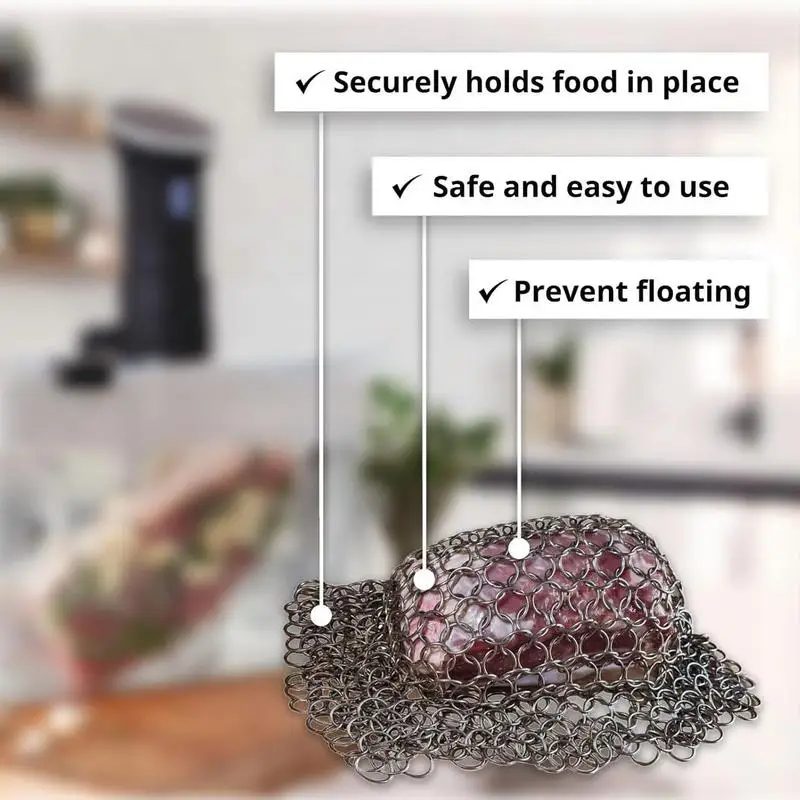 Sous Vide Chain Weight Stainless Steel Weight Full Submersion Cooking Mesh Net for Healthy Meals Sous Vide Accessories