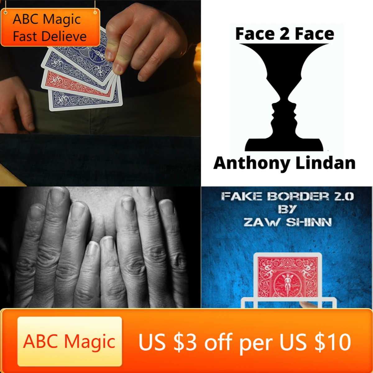 

Eruption by Jordan Victoria，Face 2 Face by Anthony Lindan，Face Value by Benjamin Earl，Fake Border 2.0 by Zaw Shinn Magic tricks