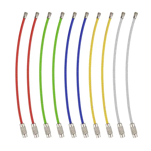 50~10pcs 10/15CM Stainless Steel Keychain Tag Rope Wire Cable Loop Screw Lock Gadget Rings Key Keyring Circle Camp Rope Fittings - Image 10