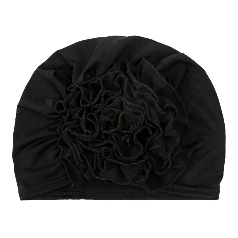 KepaHoo Solid Color Chiffon Flowers Turban Hijabs Fashion Ladies Head Wraps Muslim Hats Breathable Chemo Cap For Women Girls 5