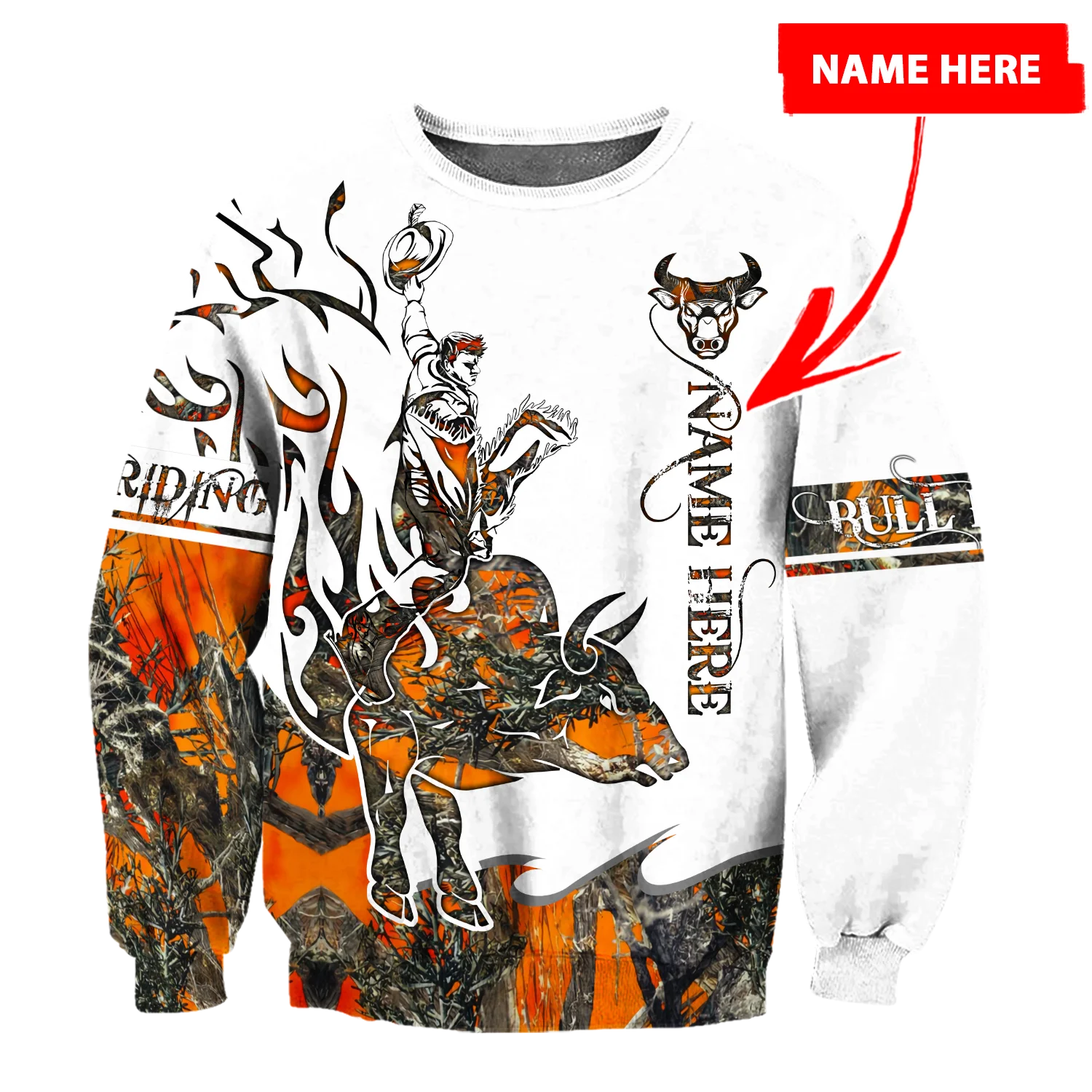 Benutzerdefinierte Name Bull Riding Tattoo 3D All Over Gedruckt Männer Hoodie Unisex Mit Kapuze Sweatshirt Streetwear Casual Zipper Hoodies DK448 – Detail 9