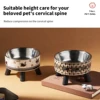 A fashion printed stainless steel pet bowl for feeding and water, high-legged cat bowl with neck protection, cartoon feeding dog 4