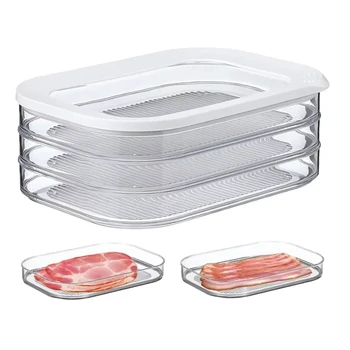 Contenitore per carne per frigorifero Contenitore per carne per pranzo al pancetta per frigorifero Contenitori per la preparazione dei pasti Scatole per alimenti impilabili con coperchio 1