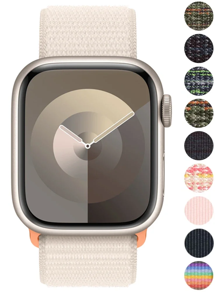 

Ремешок нейлоновый для Apple Watch Band 44 мм 40 мм 45 мм 41 мм 42 мм 38 мм 44 мм, спортивный браслет correa Iwatch series 8 Se 7 6 5 9 Ultra2 49 мм