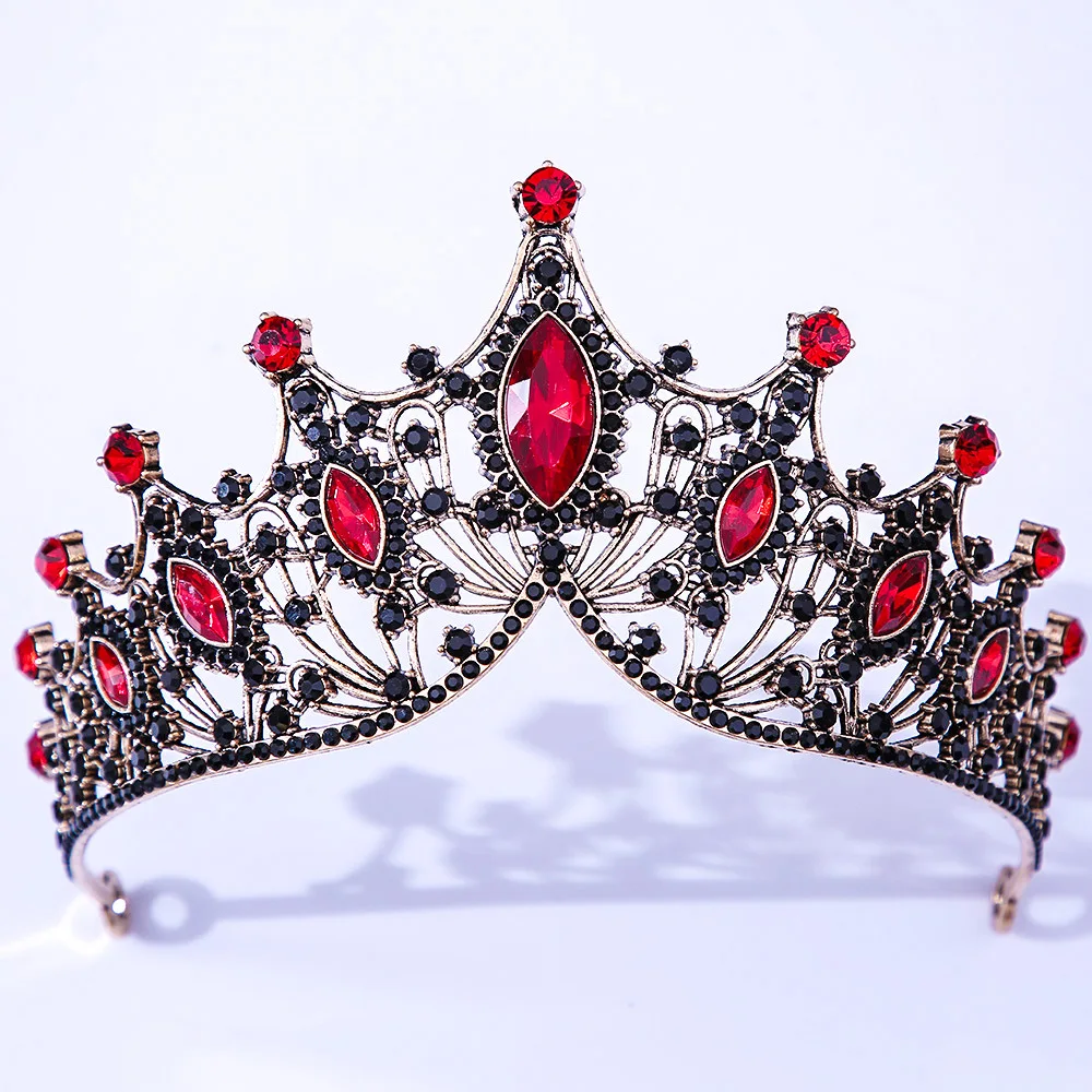 KMVEXO Vintage Bronze Rose Purple Crystal Crowns For Women Bride Pageant Party Diadem Wedding Hair Accessories