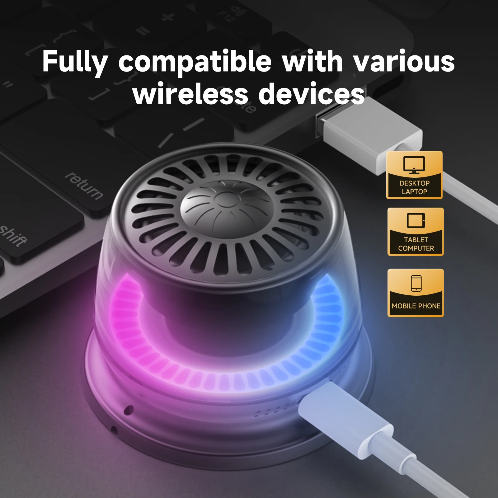 JBJW Portable Bluetooth Speaker Magnetic RGB Color Light Mini Subwoofer High-sound Quality Outdoor Sport Speaker Phone Holder