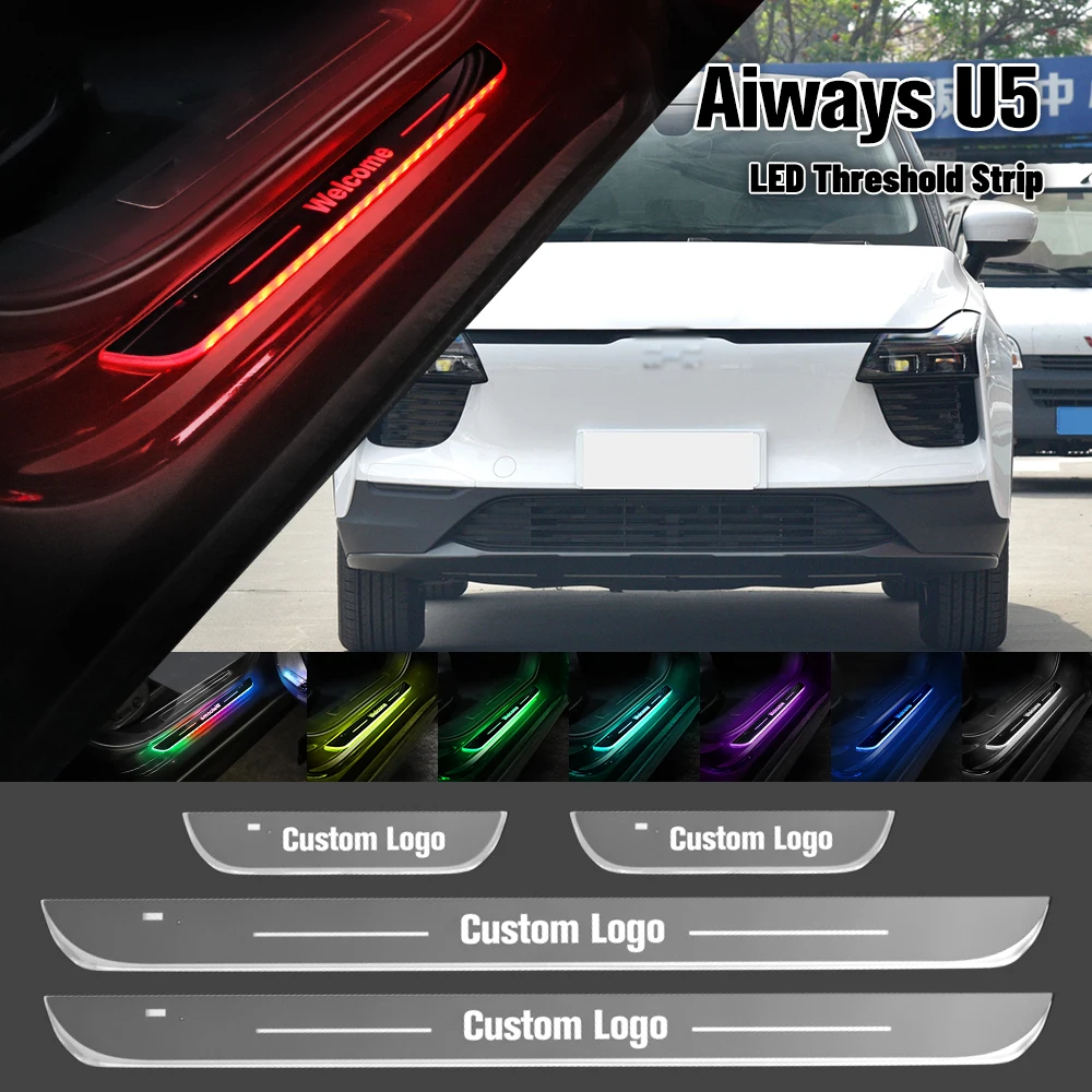 

For Aiways Aiways U5 2019-2023 Car Door Sill Light Customized Logo LED 2020 2021 2022 Welcome Threshold Pedal Lamp Accessories