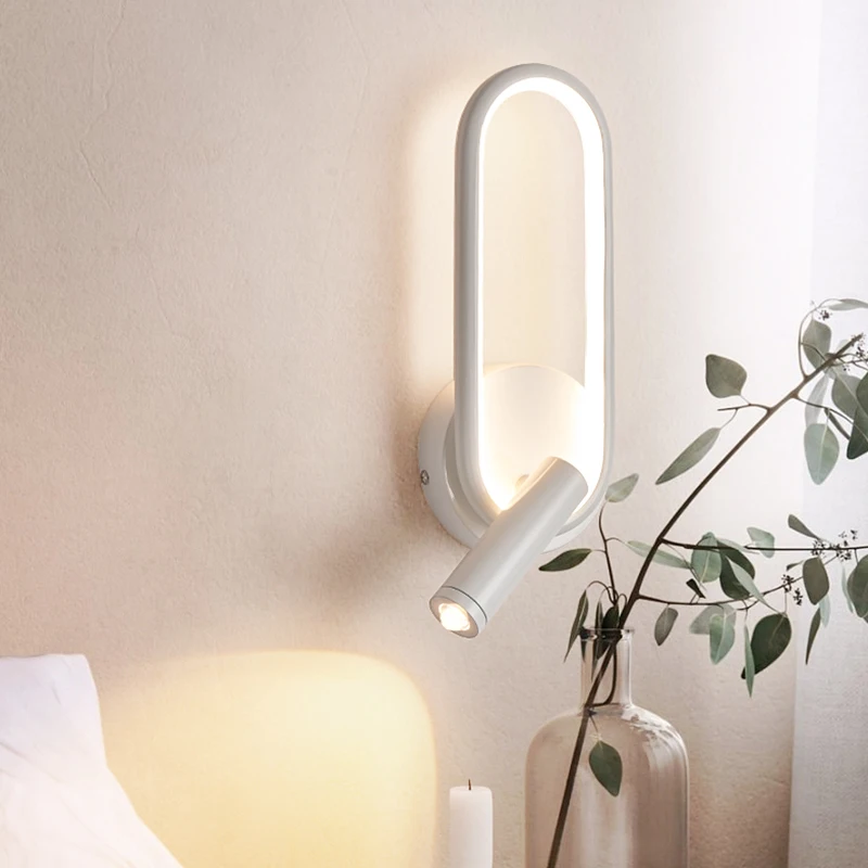 Wall Lamp with Spotlights Minimalist Bedroom Bedside Reading Light Rotating Creative Background Indoor wall sconces light led wall lamp wall lamp flexible reading light